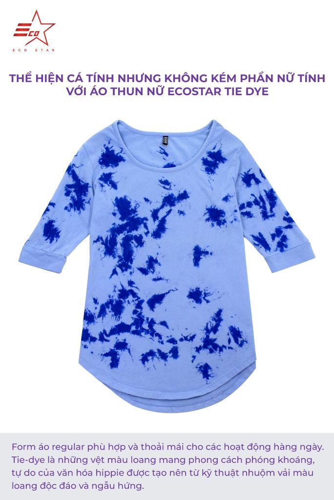 ECOSTAR, t-shirt tie dye , cổ tròn, NAVY,TW-011-M5-I0000