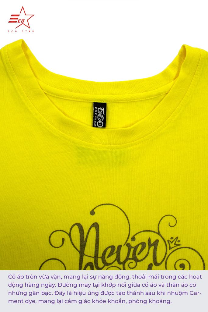 ECOSTAR, t-shirt garment dye , cổ tròn, YELLOW,TW-001-M2-I0001