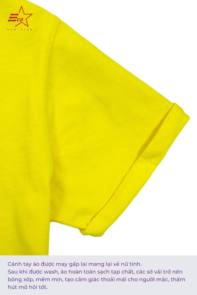 ECOSTAR, t-shirt garment dye , cổ tròn, YELLOW,TW-001-M2-I0001