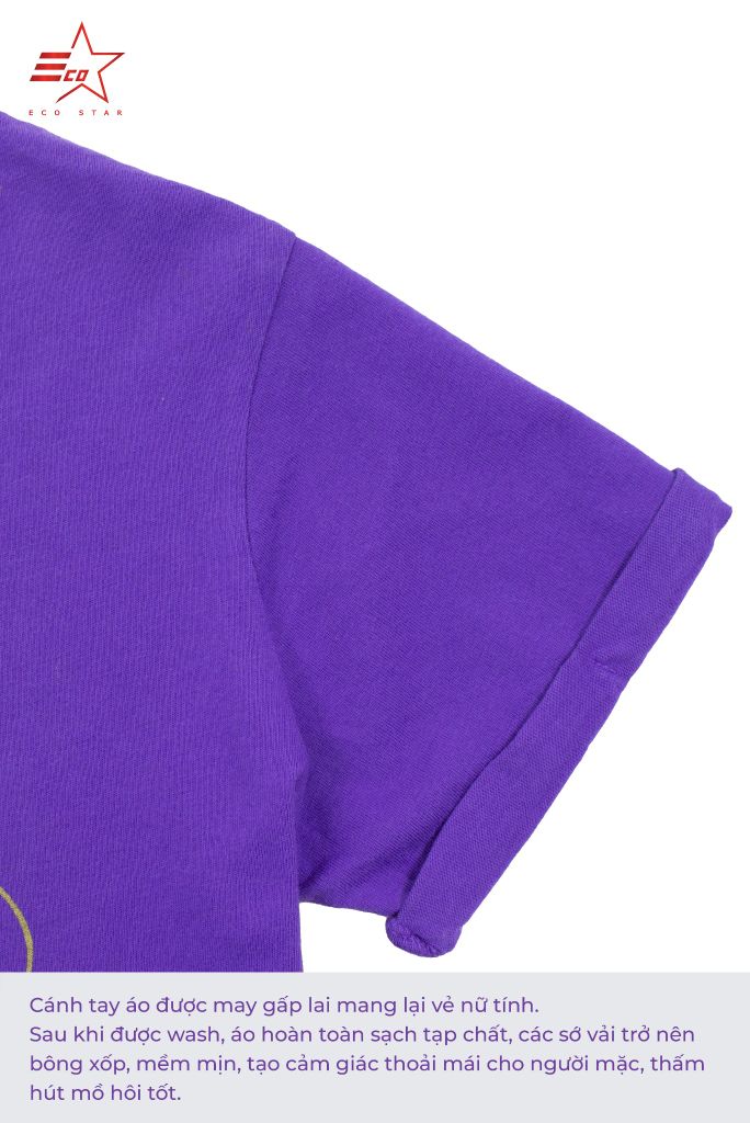 ECOSTAR, t-shirt garment dye , cổ tròn, Purple,TW-001-M4-I0001