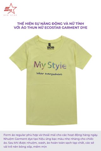 ECOSTAR, t-shirt garment dye , cổ tim, Cream,TW-002-M3-I0002