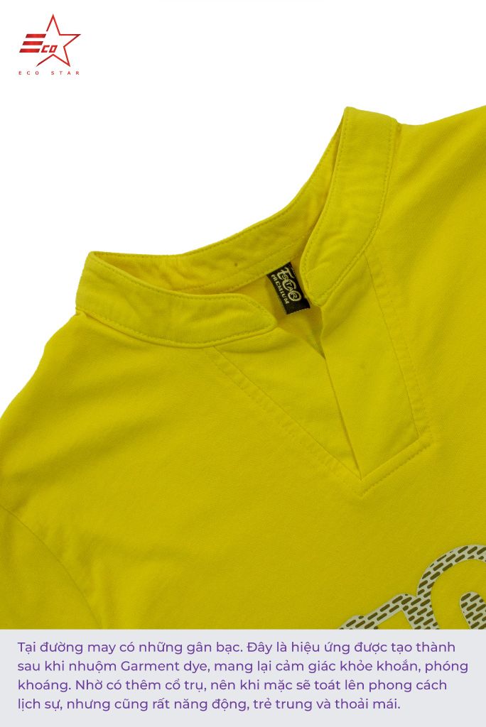 ECOSTAR, t-shirt garment dye , cổ trụ, Yellow,TB-008-M4-I0001