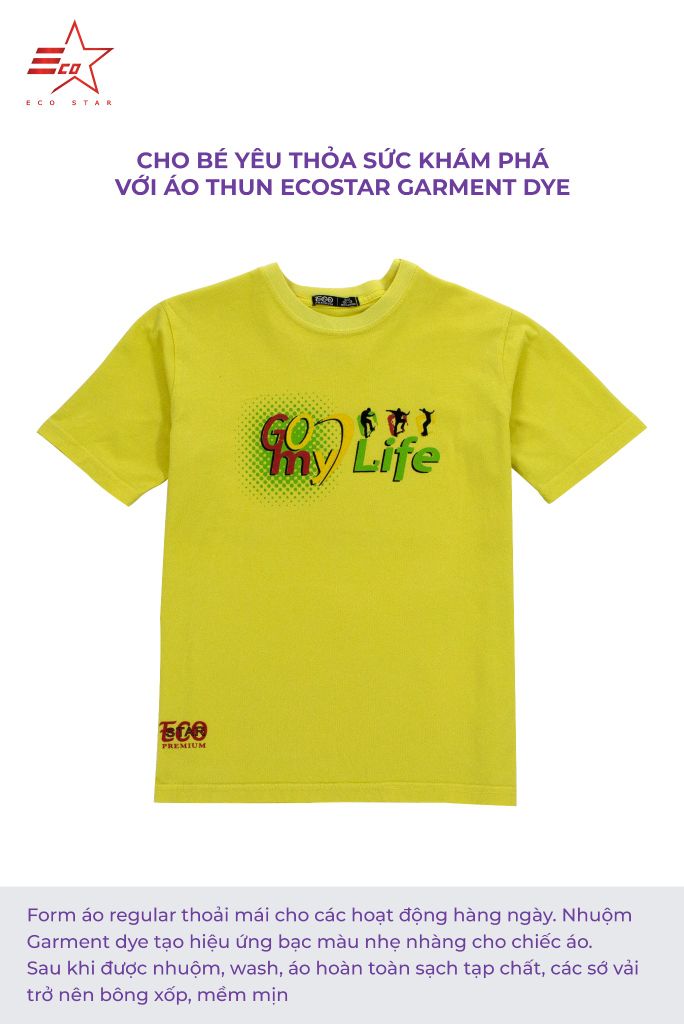 ECOSTAR, t-shirt garment dye , cổ tròn, Yellow,TB-007-M1-I0002