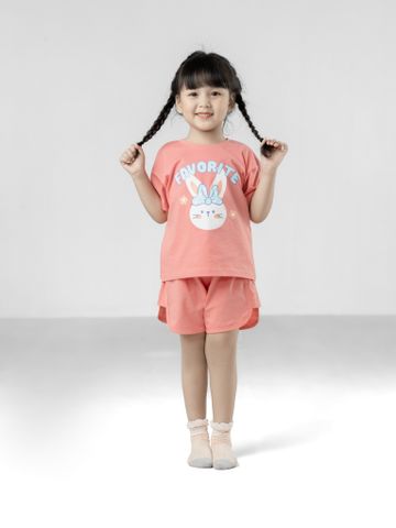 KN0022-Bộ quần áo tay ngắn cho bé gái có số kí từ 13-45kg, chất liệu cotton, thấm hút mồ hôi tốt