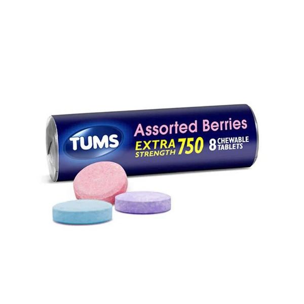 Viên nhai hỗ trợ da dày Tums Extra Strength 750 Assorted Fruit Flavors 8 viên
