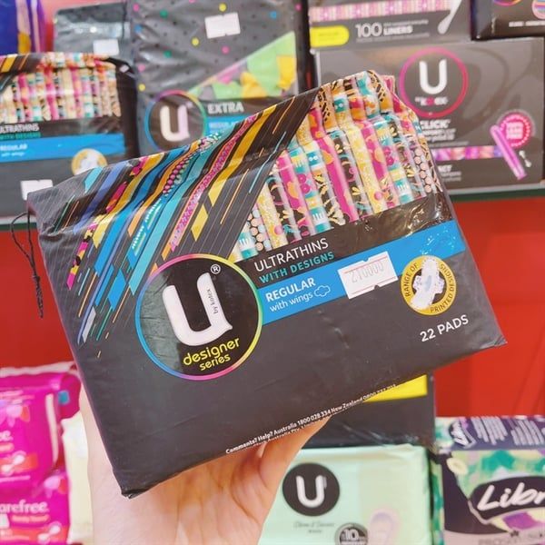 (SALE-SNL) ( Úc ) Băng vệ sinh U by Kotex Pads Ultrathin Designs Regular 22 miếng