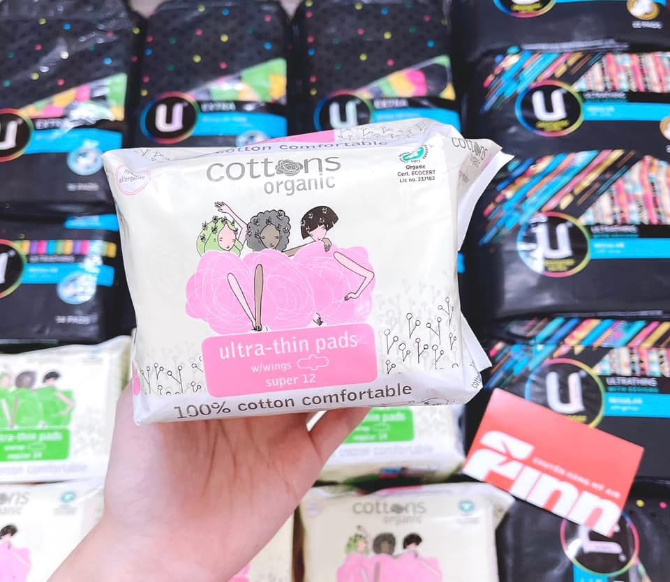 ( Úc ) Băng vệ sinh Cottons Super Ultra-Thin Pads with Wings 12 miếng