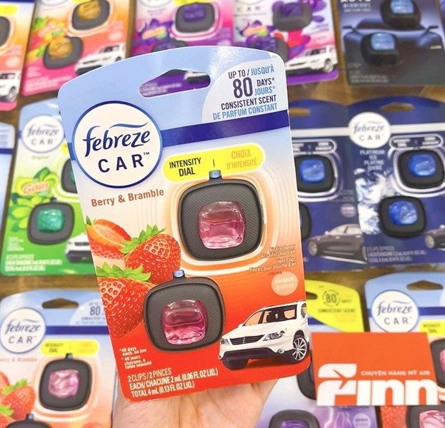 Set 2 nước hoa thơm xe Febreze Car Air Freshener Vent Clip Berry & Bramble Scent