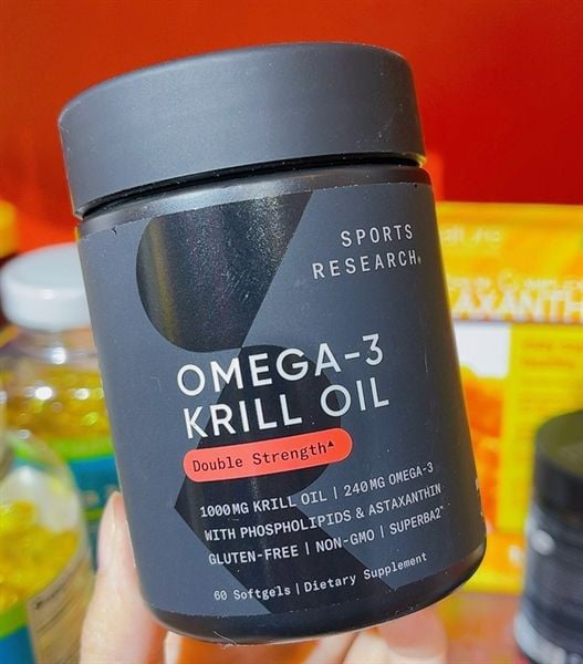 Viên uống bổ sung Omega Sports Research Krill Oil 1000mg with Astaxanthin 60 viên