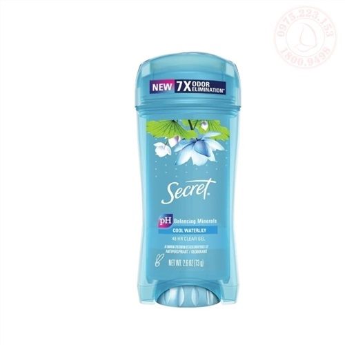 CT - Lăn khử mùi Secret Antiperspirant/Deodorant Clear Gel Cool Waterlily 48HR Protection PH Balancing Minerals 2.6 Oz 73g