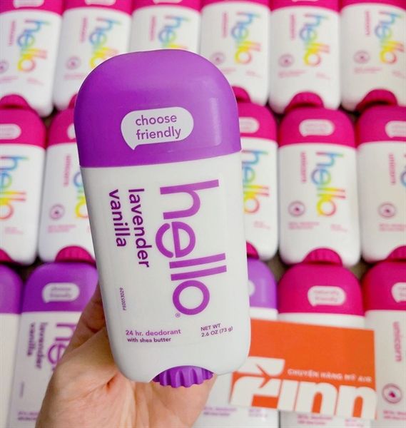 Lăn khử mùi Hello Lavender Vanilla Vegan Deodorant, Aluminum Free 2.6Oz 73g
