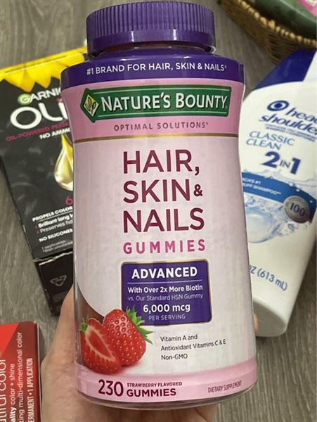 Kẹo dẻo hỗ trợ da móng tóc Nature's Bounty Hair, Skin and Nails 230 viên