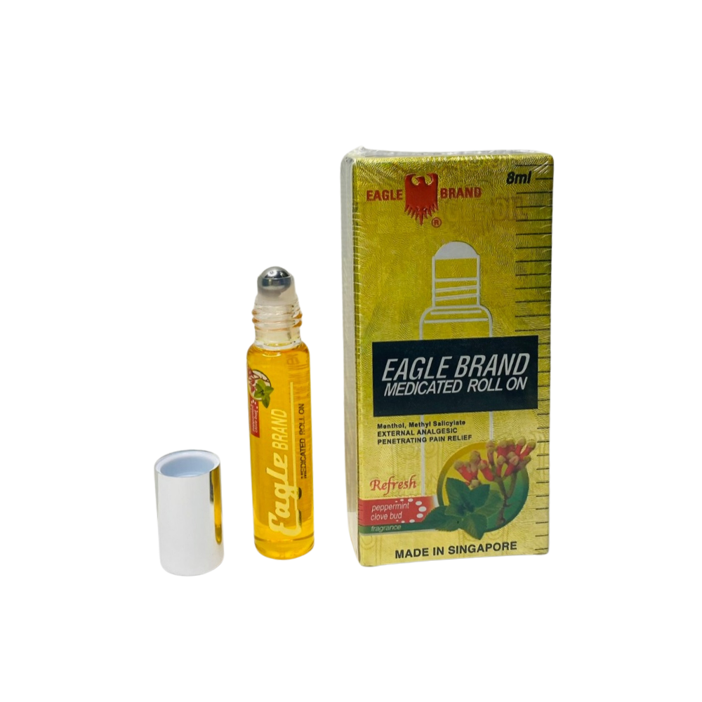 Dầu vàng dạng lăn Eagle Brand Medicated Oil Refeshing Peppermint Clove Bud - Mùi Đinh Hương và Bạc hà 0.27Oz 8ml
