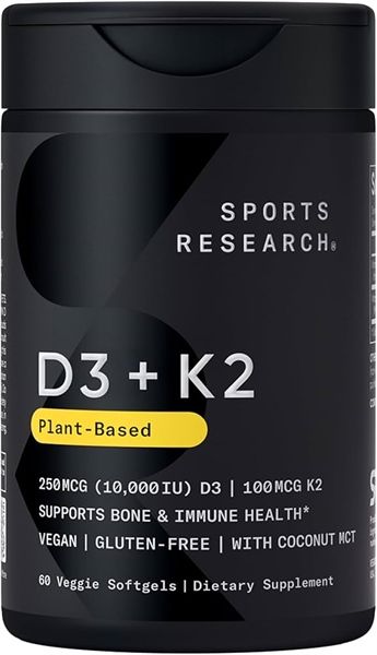 Viên uống Sports Research® Vegan 10000 IU D3 + 100mg K2 60 viên