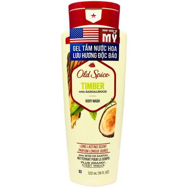 CT - Sữa tắm Old Spice Timber Body Wash – Sandalwood + Cypress 532mL (18 FL OZ)