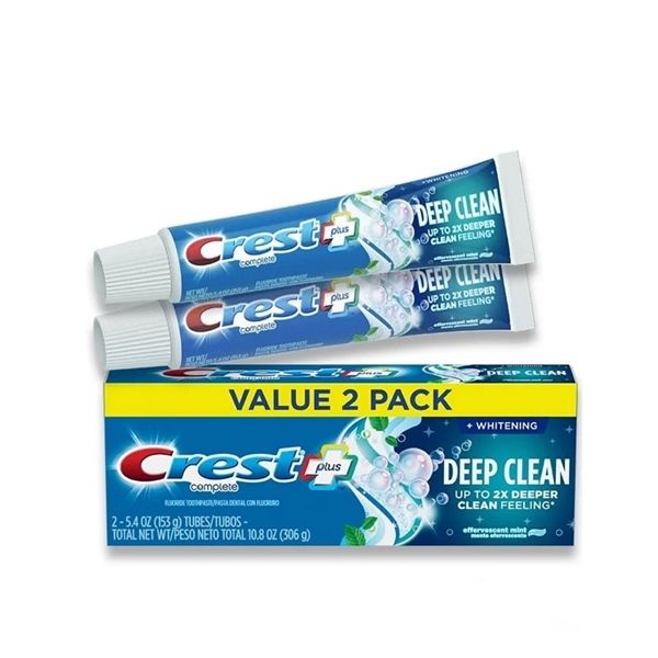 CT - t 2 kem đánh răng Crest Plus Deep Clean + Whitening Fluoride Anticavity Toothpaste VALUE 2 PACK 10.8Oz 306g