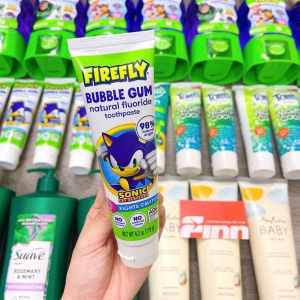 Kem đánh răng Firefly Kids Sonic Bubble Gum Anti-Cavity Natural Fluoride Toothpaste 4.2Oz 119g