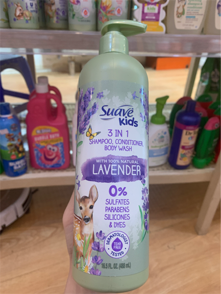 Sữa tắm gội xả cho bé Suave Kids Natural 3-in-1 Shampoo, Conditioner, Body Wash - Lavender - 16.5Oz 488ml