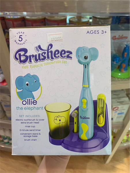 (SALE-SNL) Set bàn chải pin cho bé Brusheez® Ollie the Elephant Kid's Electric Toothbrush Ages 3+