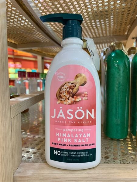 (SALE-T10/25) Sữa tắm tạo bọt muối hồng Jason Himalayan Pink Salt Foaming Bath Soak & Body Wash 30Oz 887ml