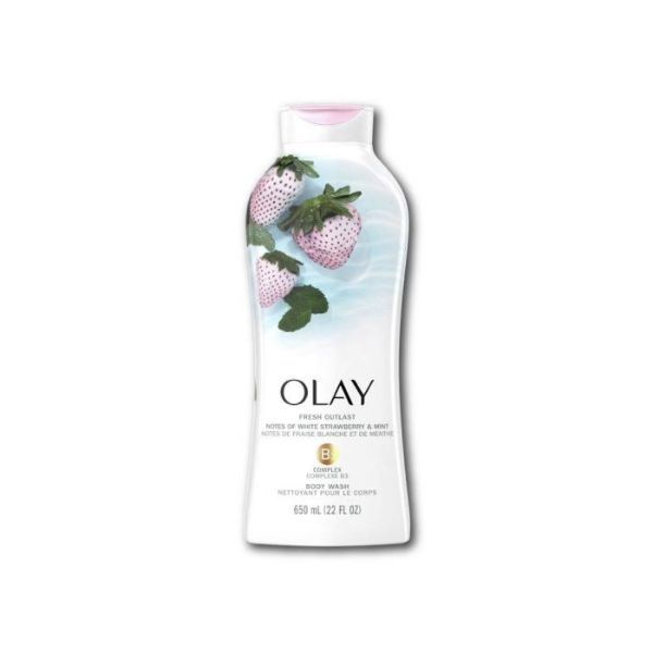 CT - Sữa tắm Olay Fresh Outlast – Notes of White Strawberry & Mint 24HR Fresh Vibes Body Wash 650ml 22Oz