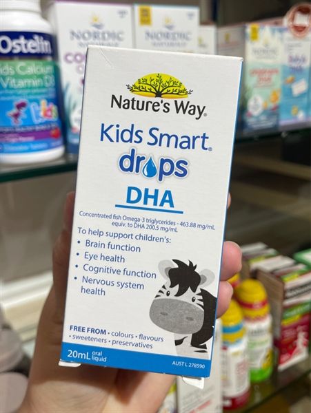 (SALE-T10/25) DHA cho bé dạng nhỏ giọt Nature's Way Kids Smart Drops DHA 20ml
