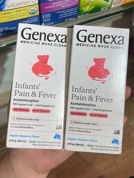 (SALE-T10/25) Siro giảm đau hạ sốt cho bé từ sơ sinh Genexa Children's Infant Acetaminophen Pain Fever 2Oz 59ml