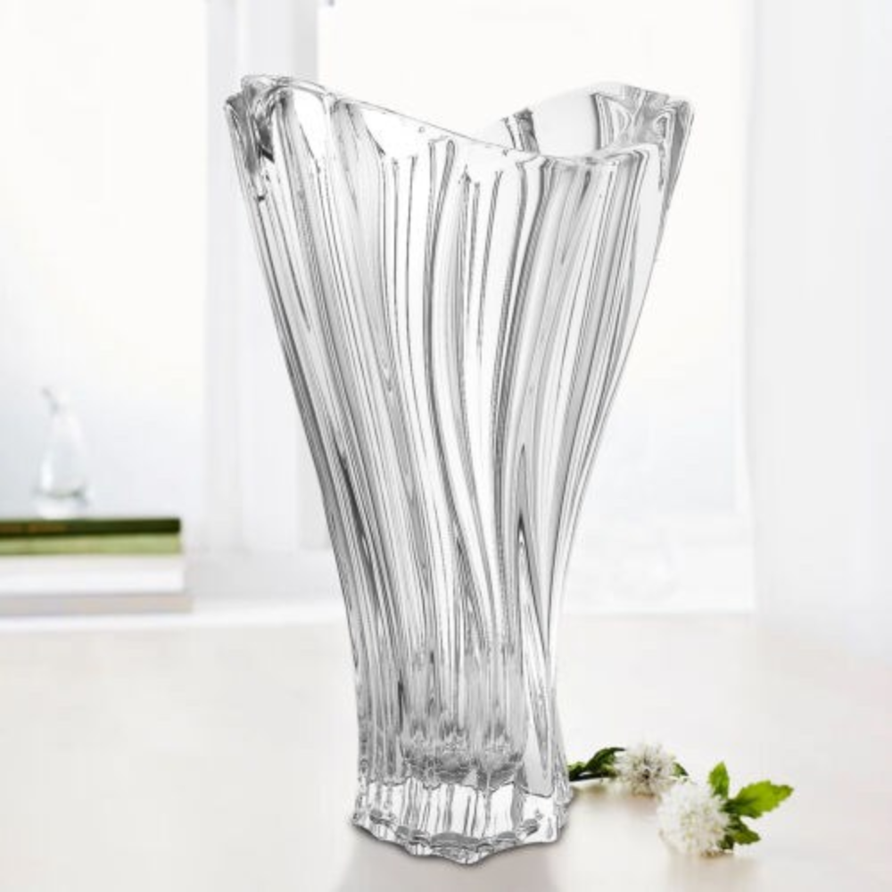 Bình hoa pha lê Plantica cao 32cm màu trắng