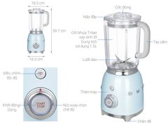 Máy xay sinh tố SMEG BLF01PBEU màu xanh da trời pastel nội địa Đức