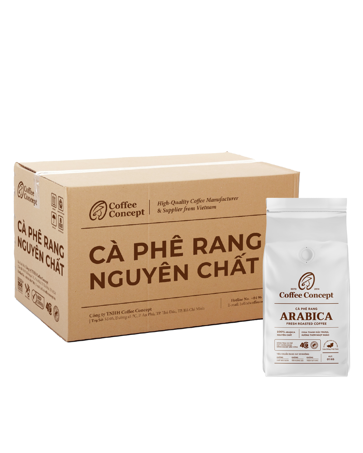  Cà phê rang ARABICA gói 1000G (dùng cho kinh doanh) - Thùng 12 gói 