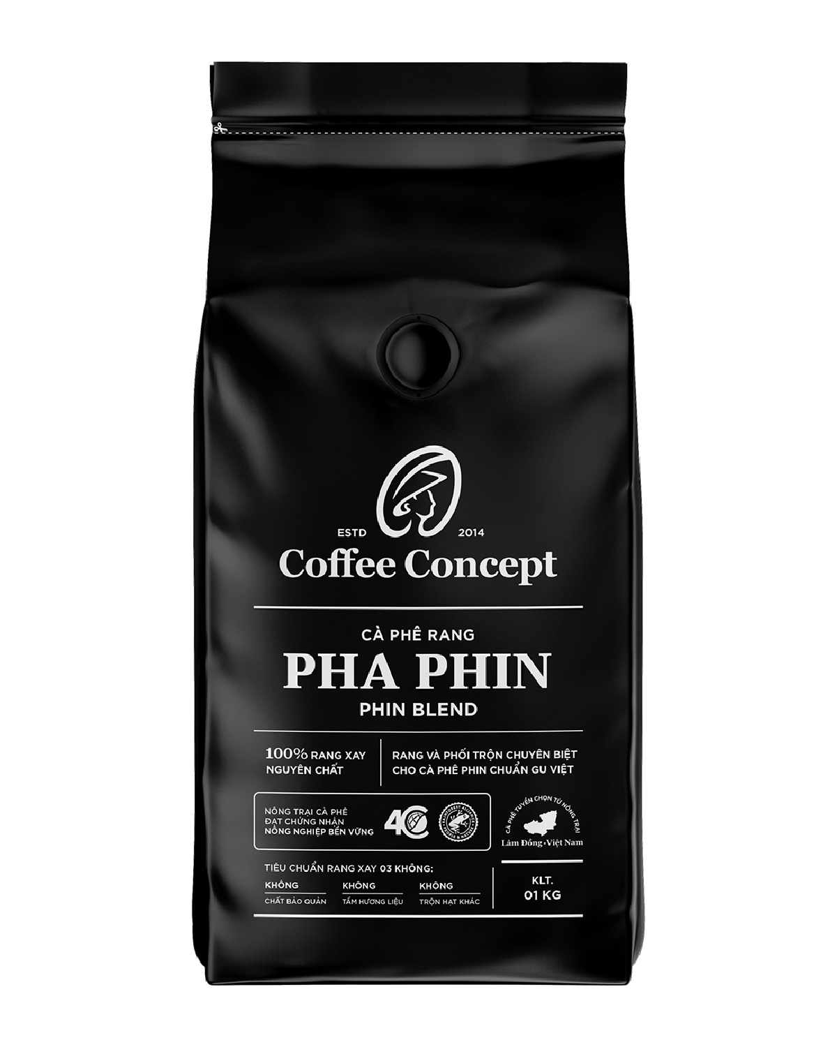  Cà phê rang PHA PHIN gói 1000G (dùng cho kinh doanh) - Thùng 12 gói 