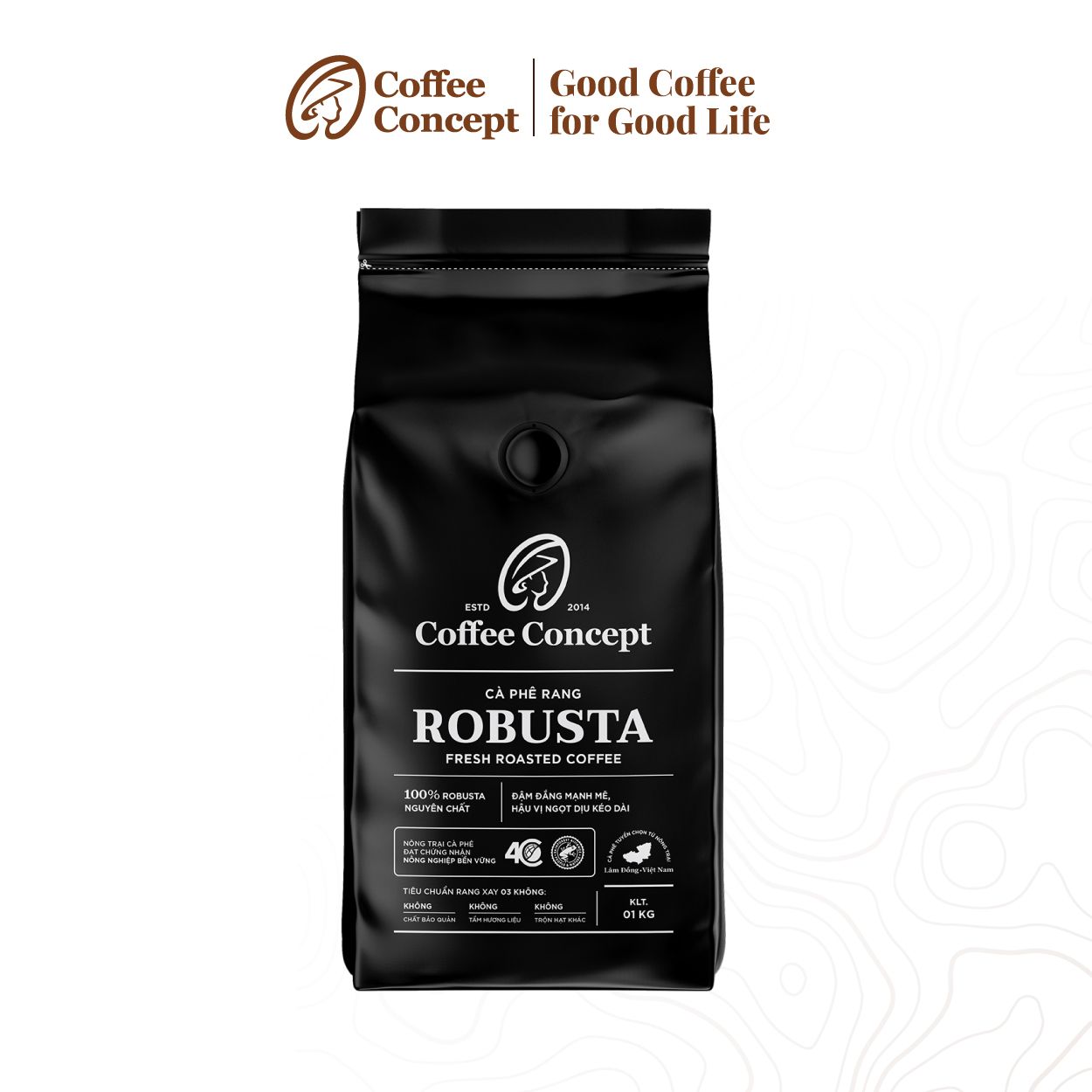 Cà phê rang ROBUSTA gói 1000G (dùng cho kinh doanh)
