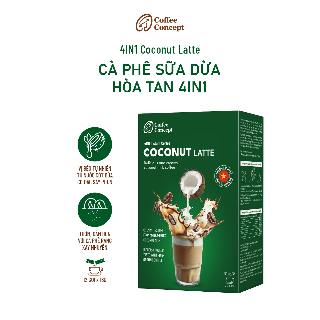 4IN1 Coconut Latte - Cà Phê Sữa Dừa Hòa Tan 4IN1