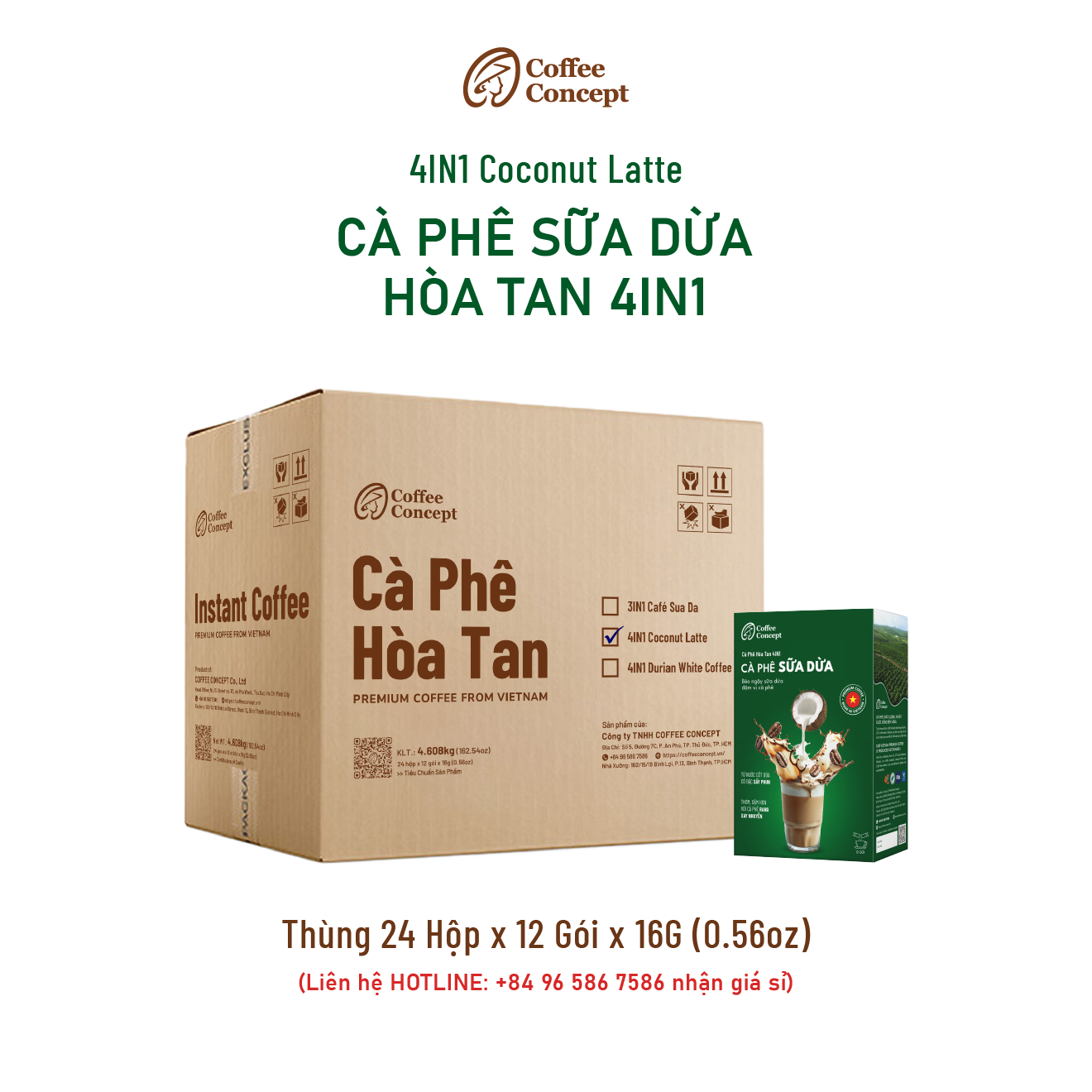 4IN1 Coconut Latte - Cà Phê Sữa Dừa Hòa Tan 4IN1