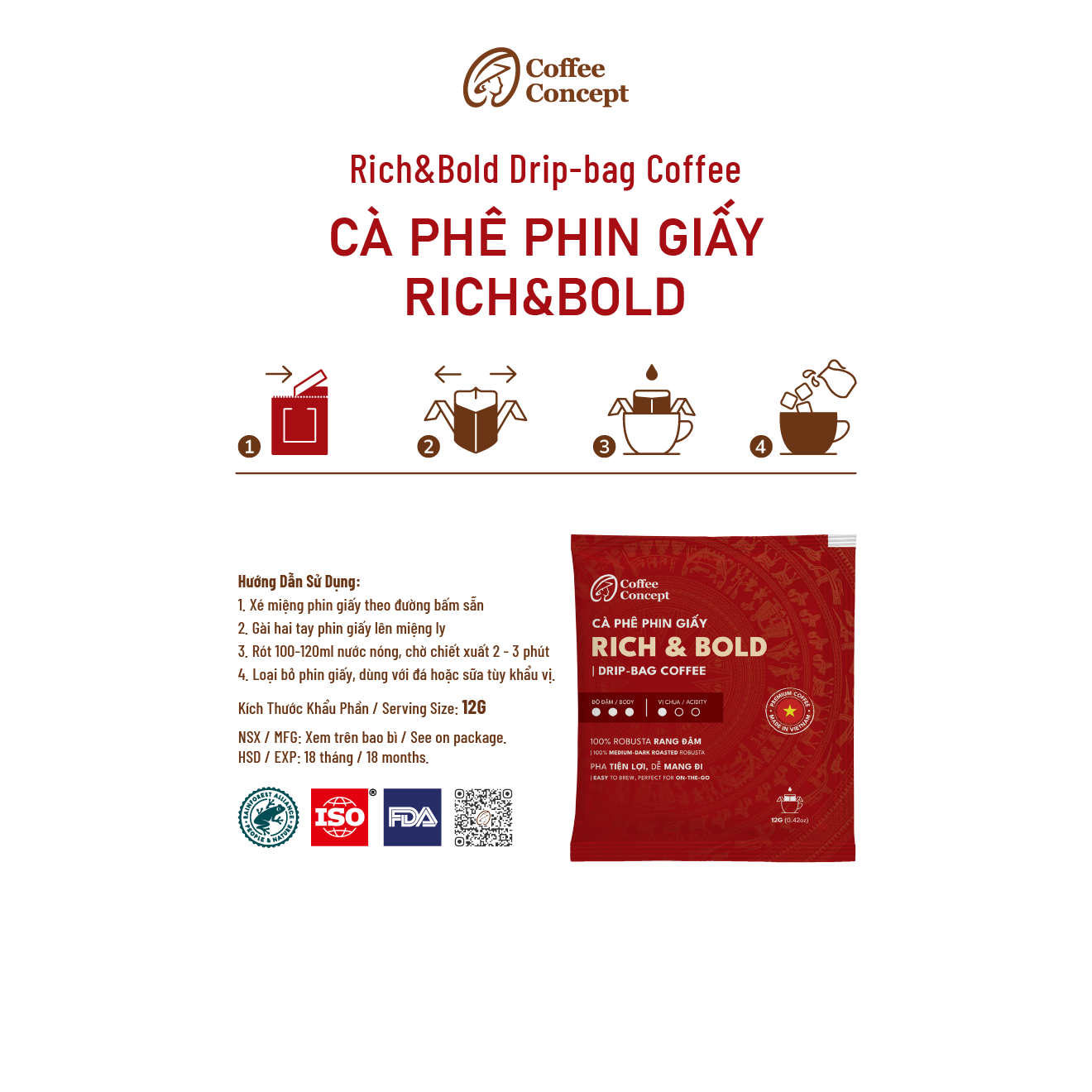 Cà Phê Phin Giấy Rich&Bold - Rich&Bold Drip-bag Coffee