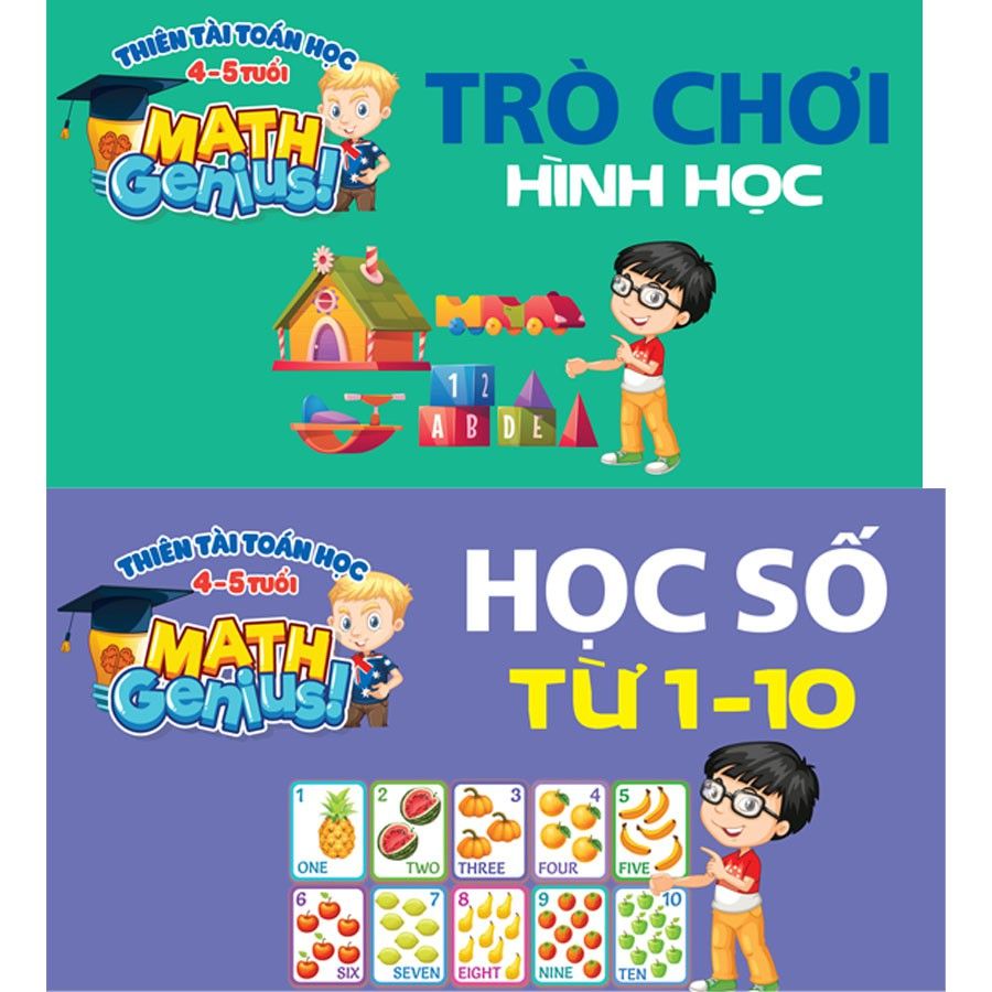 Thiên Tài Toán Học - Học Số Từ 1 đến 10 Cho Trẻ Từ 4 - 5 Tuổi - 4 cuốn