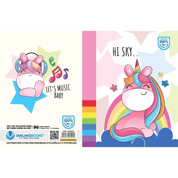 Combo 5 cuốn Tập HS 96 trang ĐL 80 (4 Ôli) - Baby Unicorn