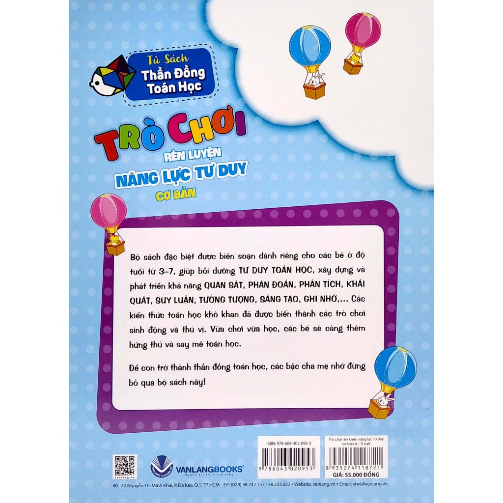 Sách Trò Chơi Rèn Luyện Năng Lực Tư Duy Cơ Bản (4 -5 Tuổi) - Vanlangbooks