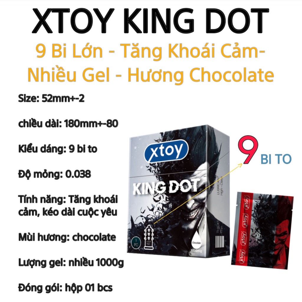 Bao Cao Su Xtoy King Dot 9 Bi Lớn Hương Chocolate - Hộp 1 Cái