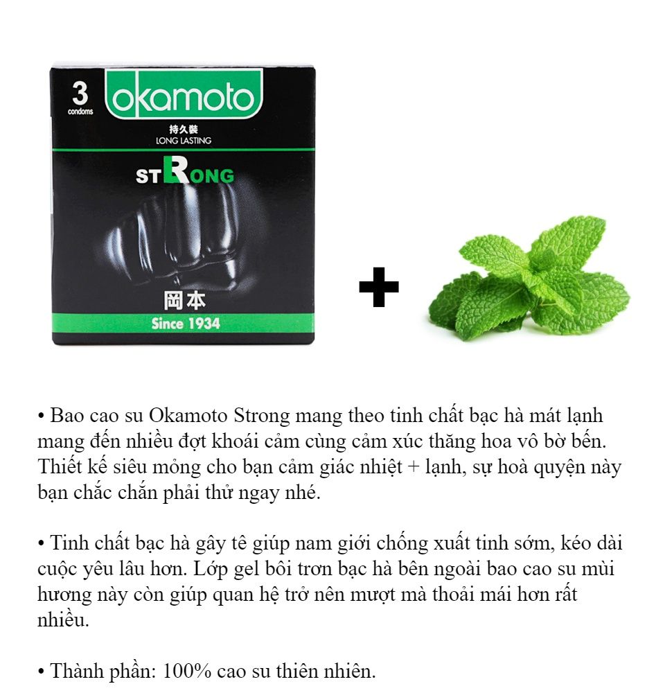 Bao Cao Su Kéo Dài Thời Gian Okamoto Strong - Hộp 3 Cái