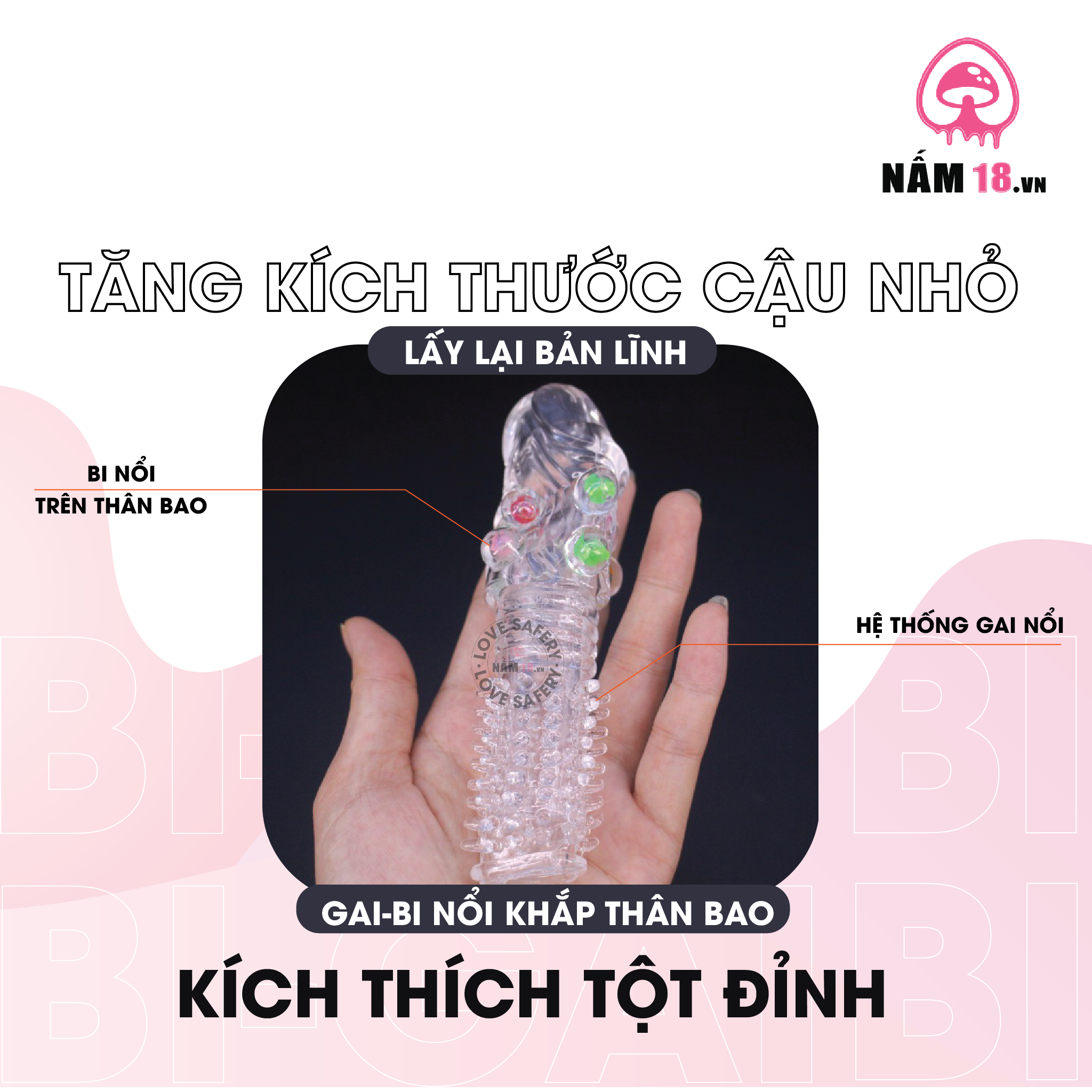 Đôn Dên Tăng Kích Thước Trong Suốt Kiểu Bi Gai