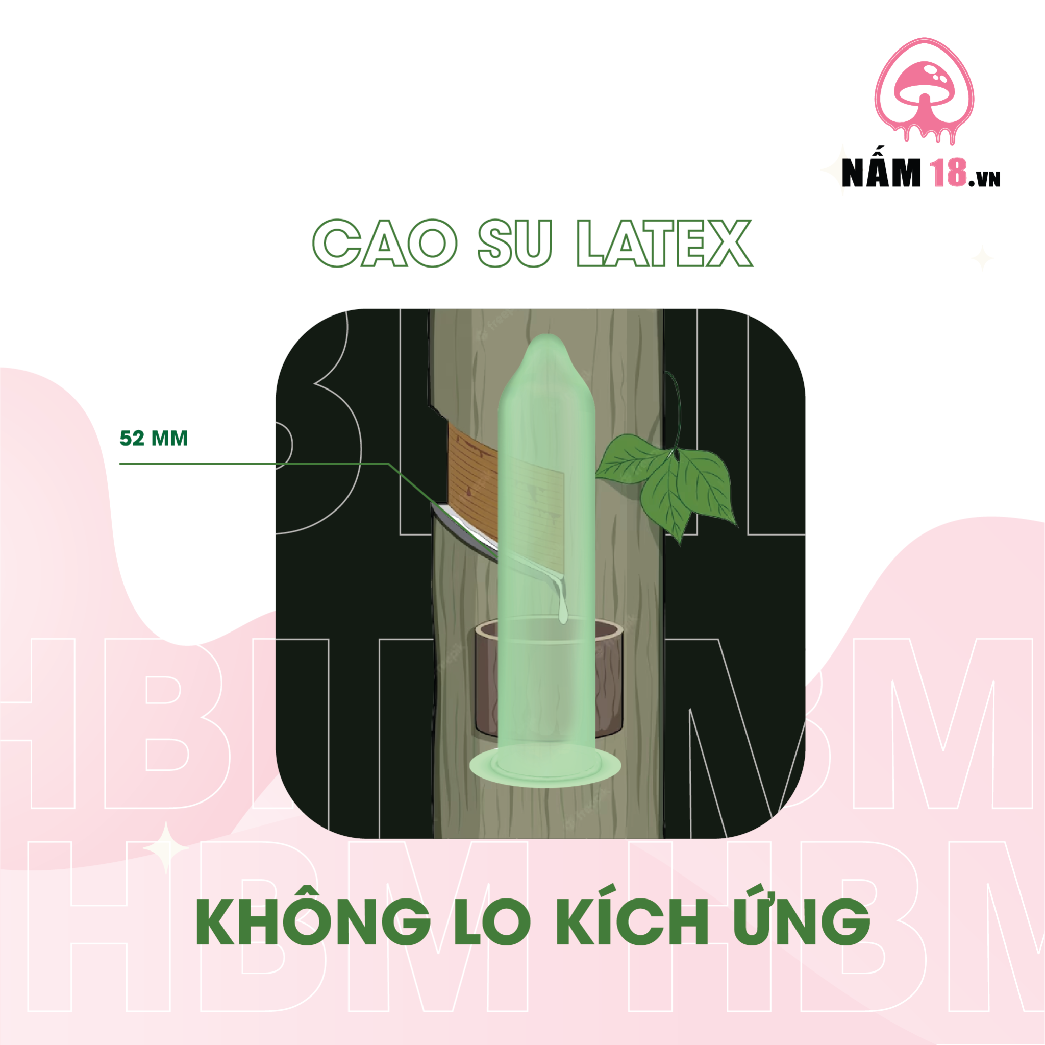 Bao Cao Su Dạ Quang HBM, Phát Sáng Trong Đêm - Hộp 7 Cái
