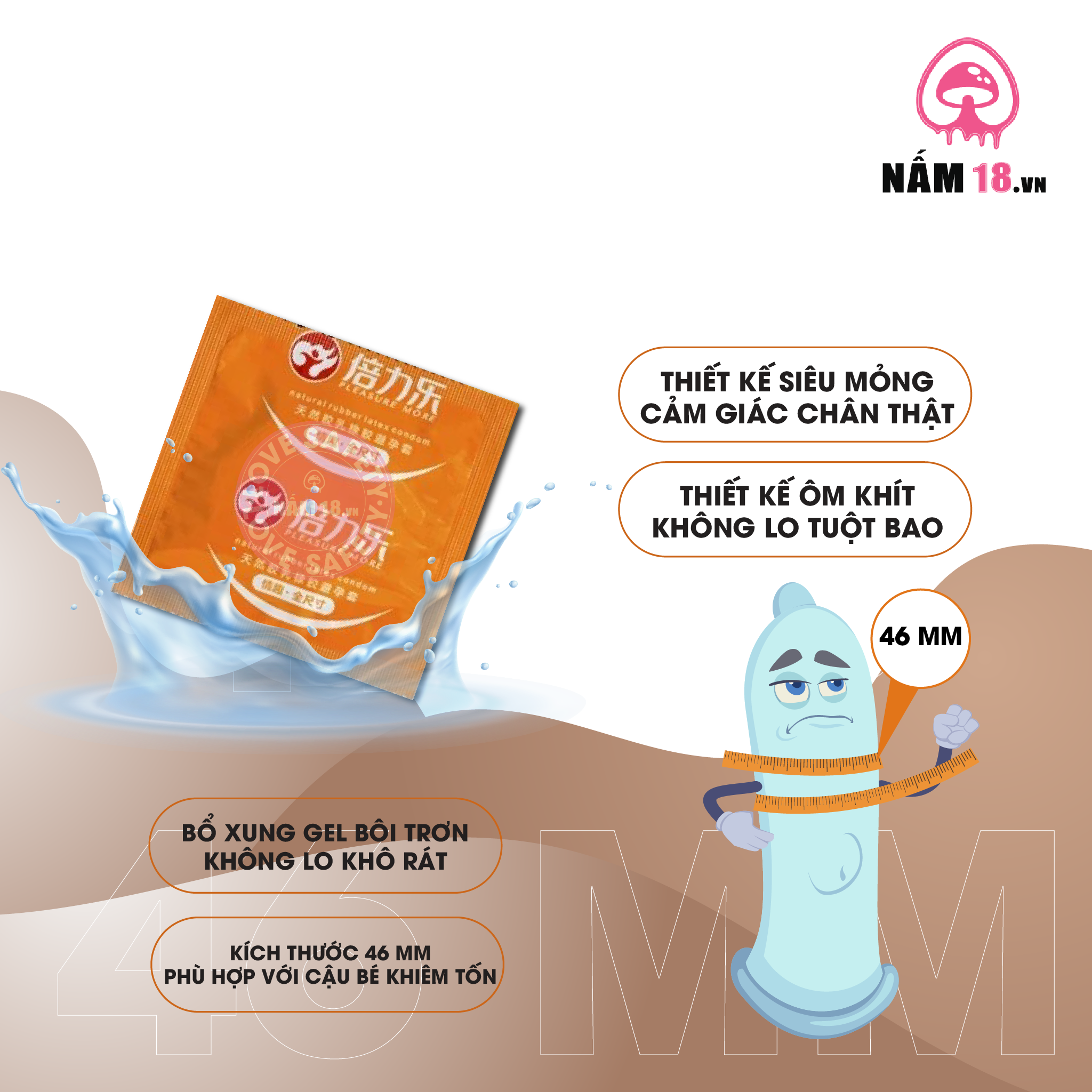 Bao Cao Su Size Nhỏ 46mm HBM Chính Hãng - Hộp 10 Cái