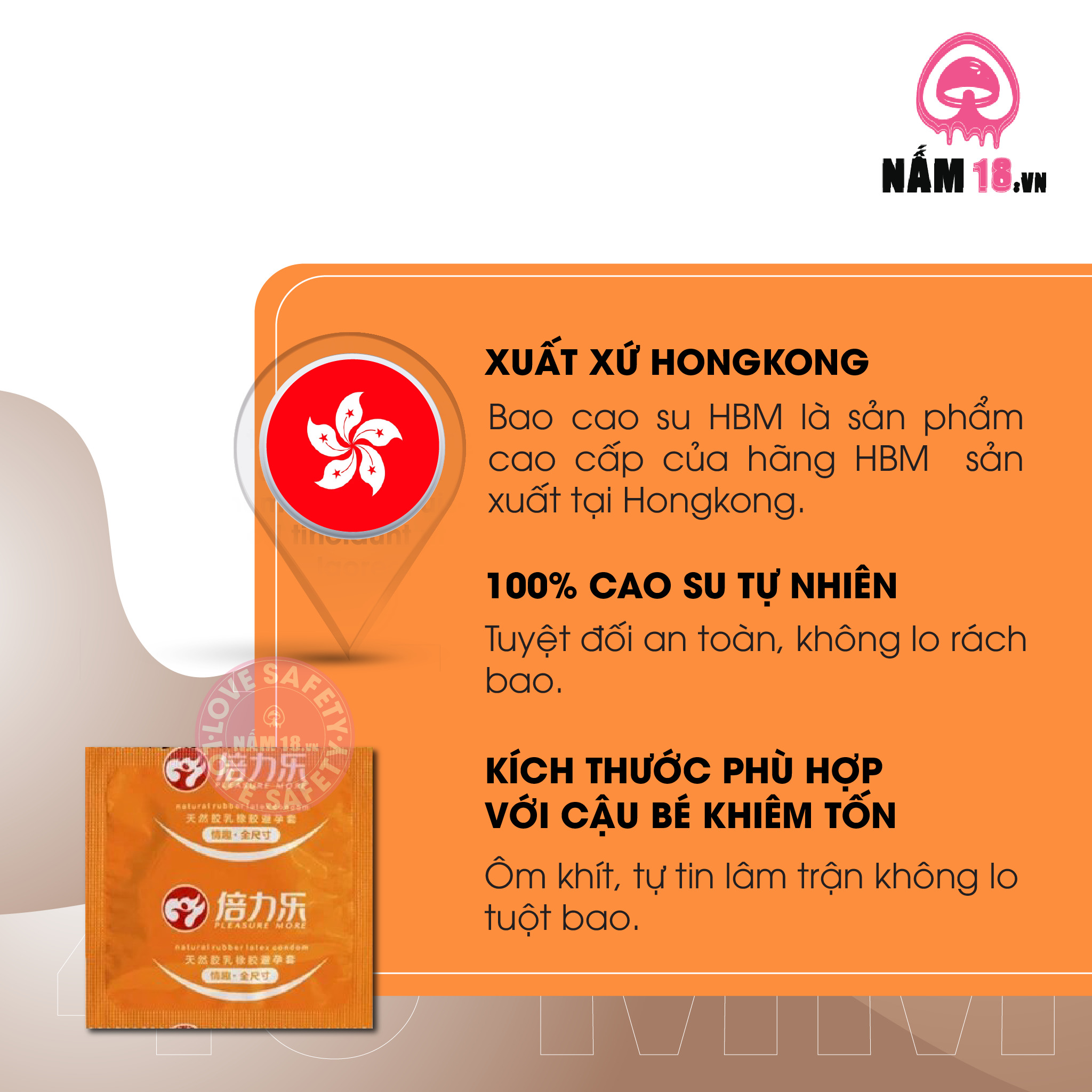 Bao Cao Su Size Nhỏ 46mm HBM Chính Hãng - Hộp 10 Cái