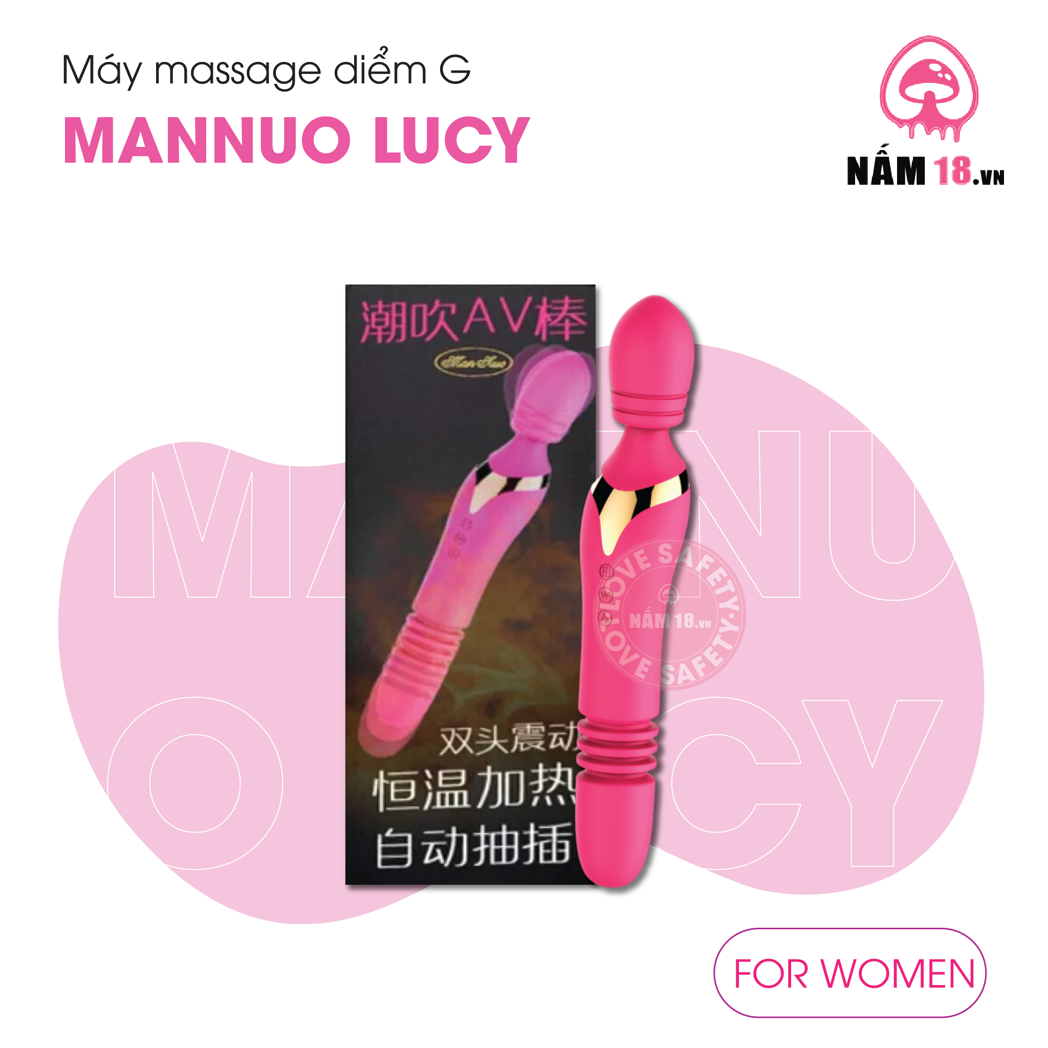 Chày Rung Kích Thích Điểm G Mannuo Lucy 7 Chế Độ Rung Thụt