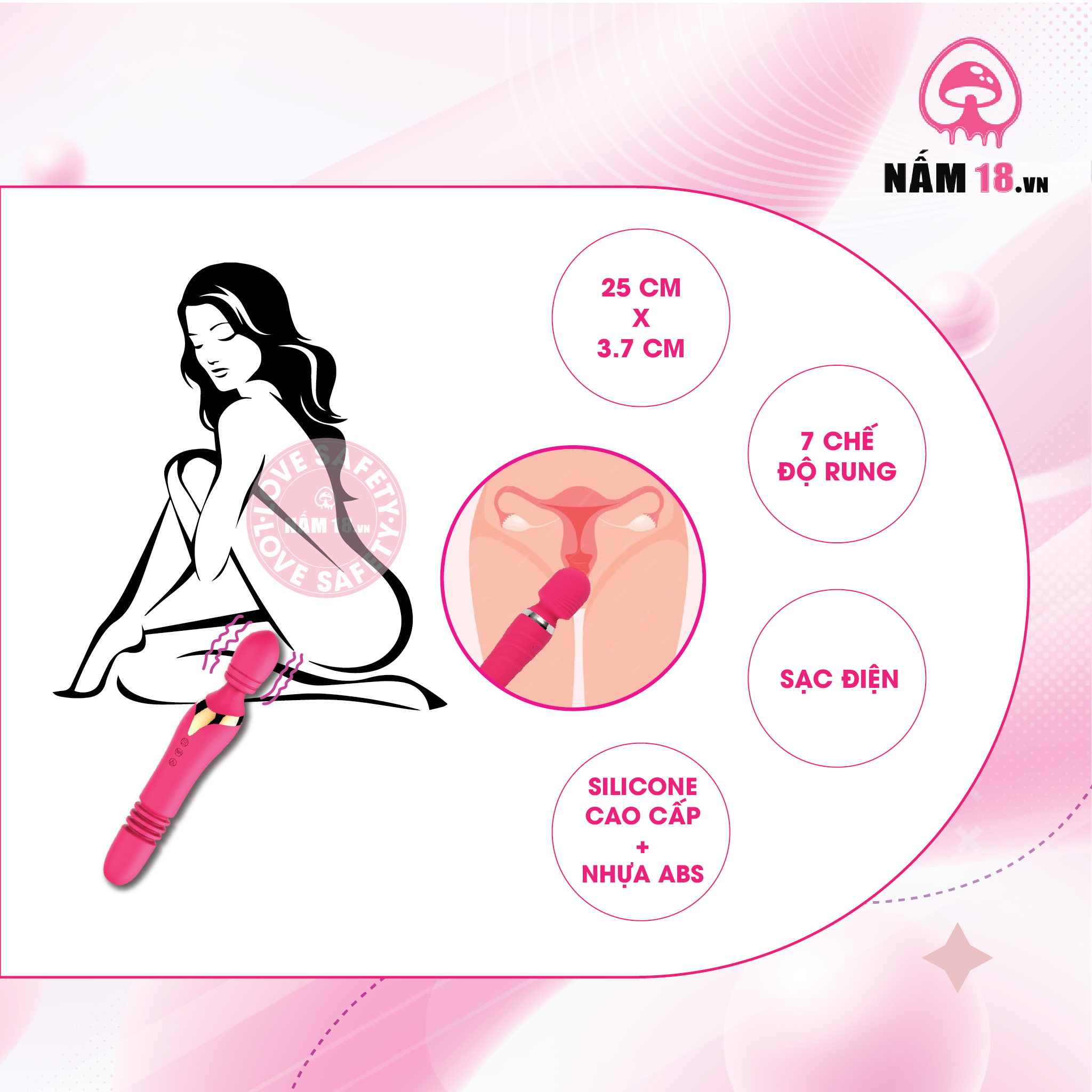 Chày Rung Kích Thích Điểm G Mannuo Lucy 7 Chế Độ Rung Thụt