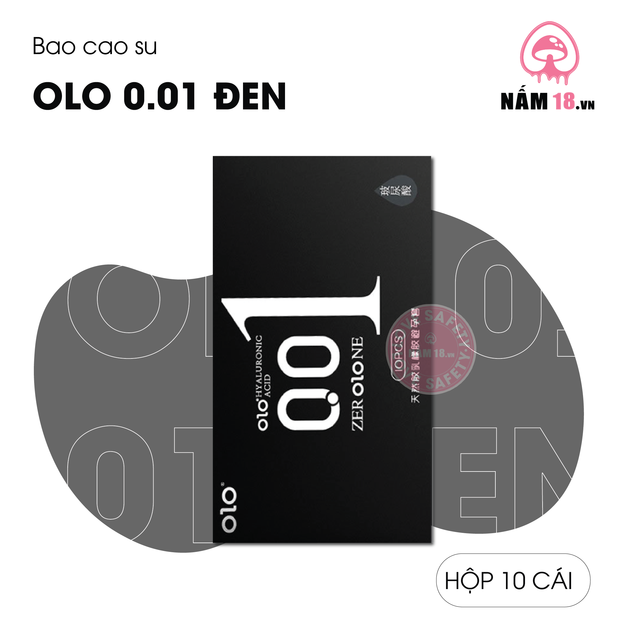 Bao Cao Su OLO Đen Siêu Mỏng, Hương Vani - Hộp 10 Cái