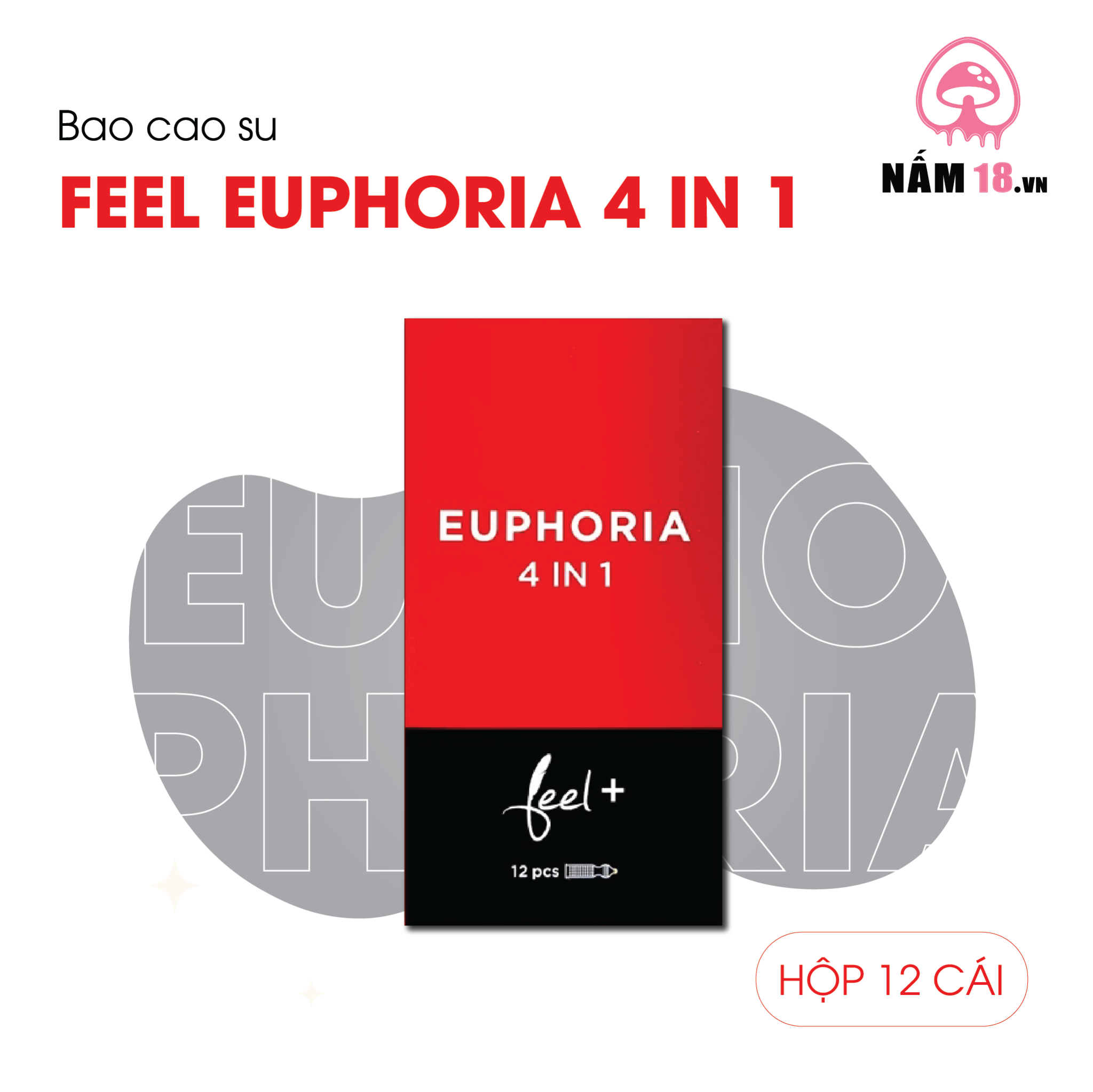 Bao Cao Su Kéo Dài Thời Gian, Điểm Nổi Feel Euphoria 4in1 - Hộp 12 Cái