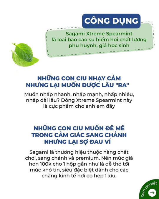 Bao Cao Su Hương Bạc Hà Sagami Xtreme Spearmint Mát Lạnh