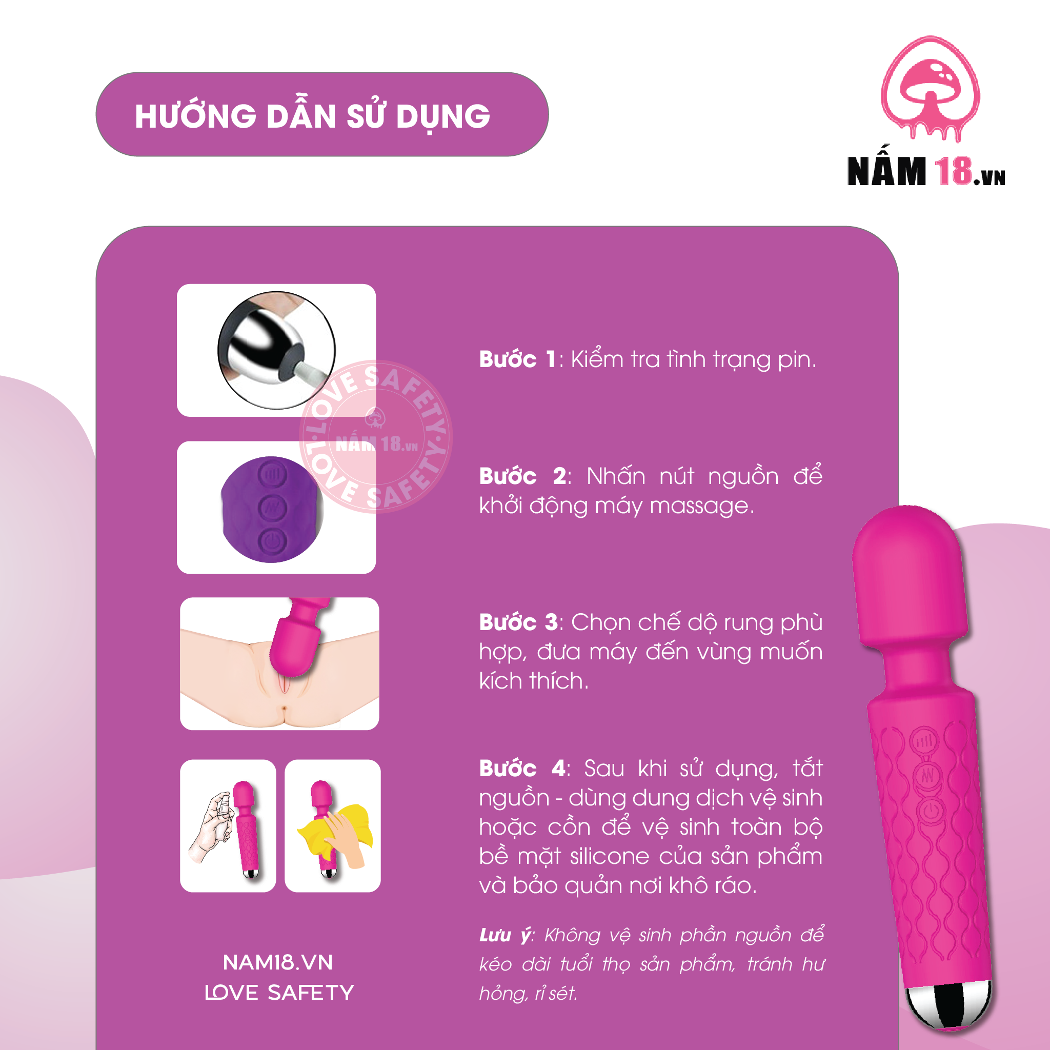 Chày Rung Kích Thích Điểm G Wand 28 Chế Độ Rung